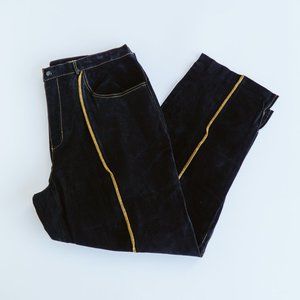 90's Contrast Stitch Suede Leather Pants